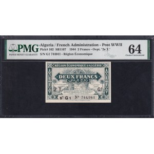 Algeria, 2 Francs, 1944, Choice UNC 64