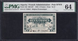 Algeria, 2 Francs, 1944, Choice UNC 64