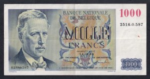 Belgium, 1000 Francs, 1950, VF