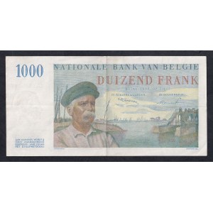 Belgium, 1000 Francs, 1950, VF