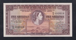 Bermuda, 5 Shillings, 1957, XF