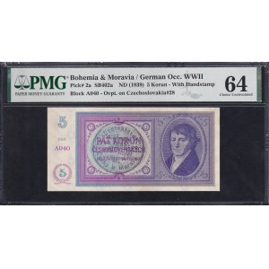 Bohemia & Moravia, 5 Korun, 1939, Choice UNC 64