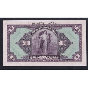 Bohemia & Moravia, 5000 Korun, 1920 (1943), UNC