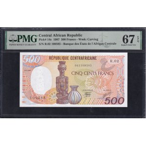 Central African Republic, 500 Francs, 1987, Superb Gem UNC 67 EPQ