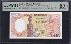 Central African Republic, 500 Francs, 1987, Superb Gem UNC 67 EPQ
