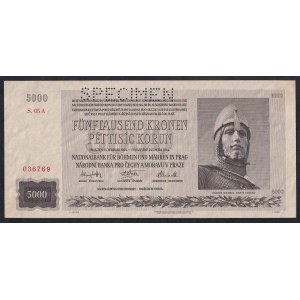 Czechoslovakia, 5000 Korun, 1944, AU, ''SPECIMEN''