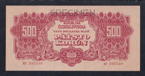 Czechoslovakia, 500 Korun, 1944, aUNC, ''SPECIMEN''