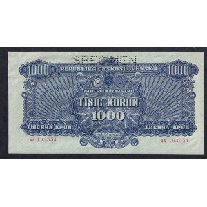 Czechoslovakia, 1000 Korun, 1944, aUNC, ''SPECIMEN''