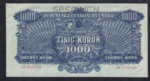 Czechoslovakia, 1000 Korun, 1944, aUNC, ''SPECIMEN''