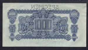 Czechoslovakia, 1000 Korun, 1944, aUNC, ''SPECIMEN''