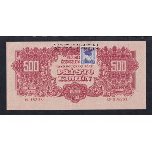 Czechoslovakia, 500 Korun, 1944-45, aUNC, ''SPECIMEN''
