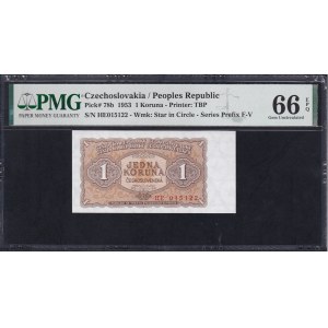 Czechoslovakia, 1 Koruna, 1953, Gem UNC 66 EPQ