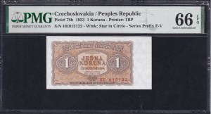 Czechoslovakia, 1 Koruna, 1953, Gem UNC 66 EPQ