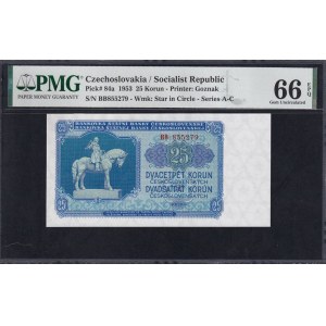 Czechoslovakia, 25 Korun, 1953, Gem UNC 66 EPQ