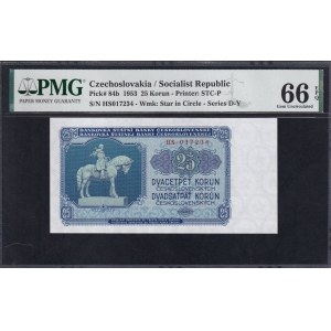 Czechoslovakia, 25 Korun, 1953, Gem UNC 66 EPQ
