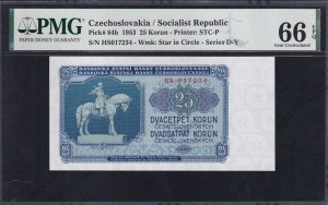 Czechoslovakia, 25 Korun, 1953, Gem UNC 66 EPQ