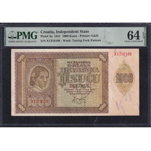 Croatia, 1000 Kuna, 1941, Choice UNC 64 EPQ