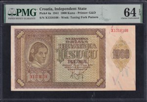 Croatia, 1000 Kuna, 1941, Choice UNC 64 EPQ
