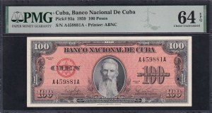 Cuba, 100 Pesos, 1959, Choice UNC 64 EPQ