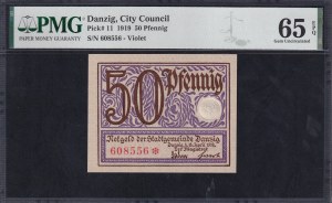 Danzig, 50 Pfennig, 1919, Gem UNC 65 EPQ