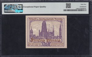 Danzig, 50 Pfennig, 1919, Gem UNC 65 EPQ