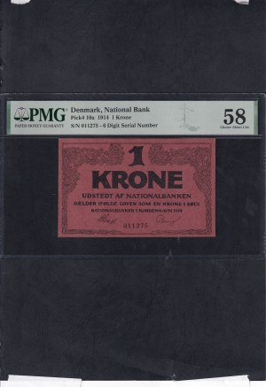 Denmark, 1 Krone, 1914, Choice About UNC 58