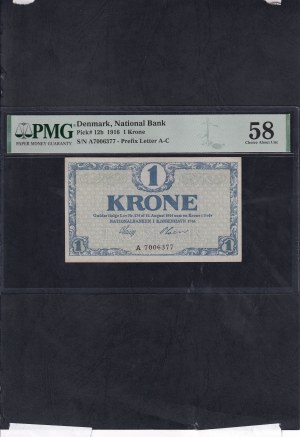Denmark, 1 Krone, 1916, Choice About UNC 58