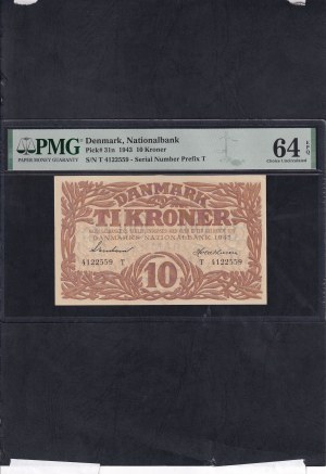 Denmark, 10 Kroner, 1943, Choice UNC 64 EPQ