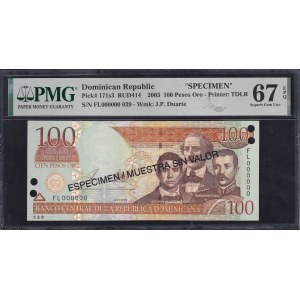 Dominican Republic, 100 Pesos Oro, 2003, Superb Gem UNC 67 EPQ, ''SPECIMEN'', ''TOP POP''