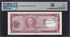 El Salvador, 2 Colones, 1972, Gem UNC 66 EPQ