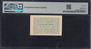 Estonia, 5 Penni, 1919, Gem UNC 66 EPQ