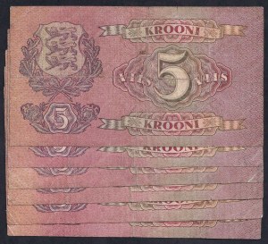 Estonia, Set of 6 banknotes, 5 Krooni, 1929, F-VF