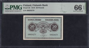 Finland, 50 Pennia, 1918, Gem UNC 66 EPQ
