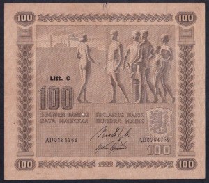 Finland, 100 Markkaa, 1922, F
