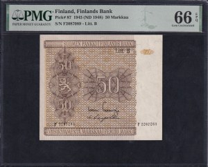 Finland, 50 Markkaa, 1945 (1948), Gem UNC 66 EPQ