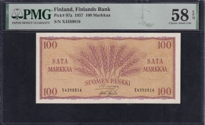 Finland, 100 Markkaa, 1957, Choice About UNC 58 EPQ