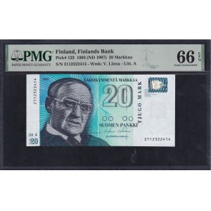 Finland, 20 Markkaa, 1993 (1997), Gem UNC 66 EPQ