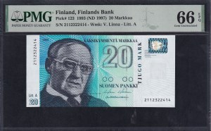 Finland, 20 Markkaa, 1993 (1997), Gem UNC 66 EPQ