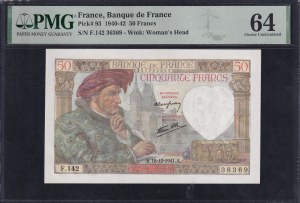 France, 50 Francs, 1940-42, Choice UNC 64