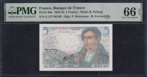 France, 5 Francs, 1943-45, Gem UNC 66 EPQ