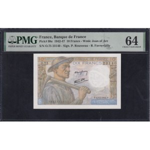 France, 10 Francs, 1942-47, Choice UNC 64