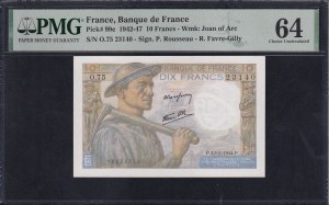 France, 10 Francs, 1942-47, Choice UNC 64