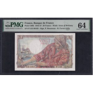 France, 20 Francs, 1945-47, Choice UNC 64