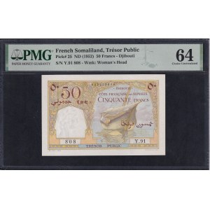 French Somaliland, 50 Francs, 1952, Choice UNC 64