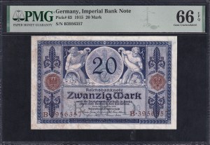 Germany, 20 Mark, 1915, Gem UNC 66 EPQ