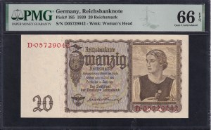Germany, 20 Reichsmark, 1939, Gem UNC 66 EPQ