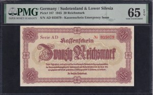 Germany, 20 Reichsmark, 1945, Gem UNC 65 EPQ