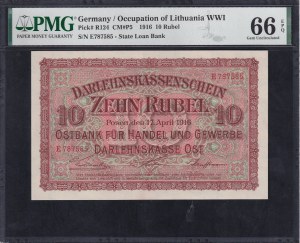 Germany, 10 Rubel, 1916, POSEN, Gem UNC 66 EPQ