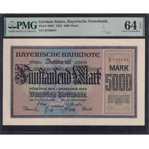 Germany States, 5000 Mark, 1922, Choice UNC 64 EPQ