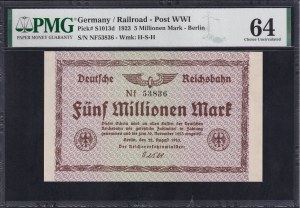 Germany, 5 Millionen Mark, 1923, Choice UNC 64